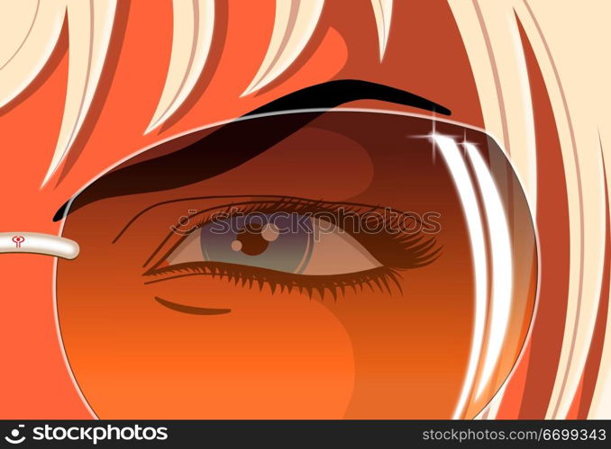 close up of a woman&acute;s eye wearing sunglasses illustration