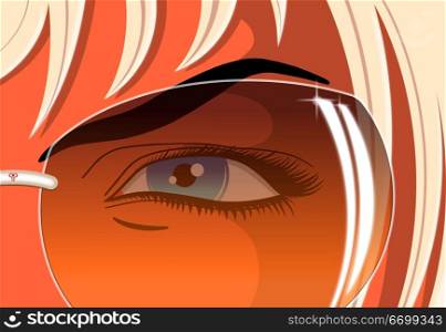 close up of a woman&acute;s eye wearing sunglasses illustration
