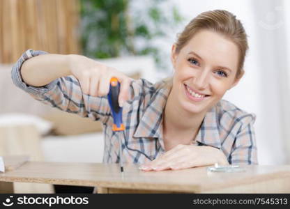 close up of a woman during furniture fitting