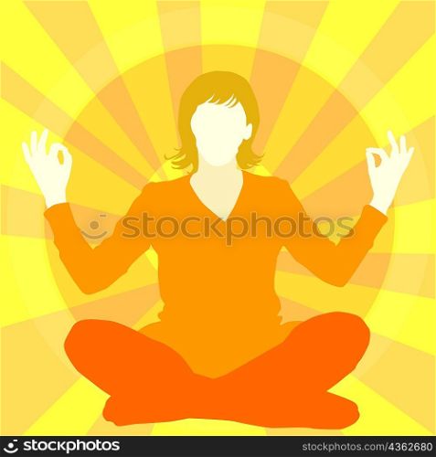 Close-up of a woman sitting in a yoga position