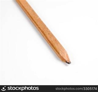 Close up of a wooden carpenter&rsquo;s pencil with broad sharpened point