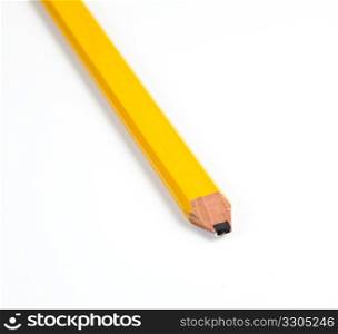 Close up of a wooden carpenter&rsquo;s pencil with broad sharpened point