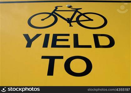 Close-up of a yield sign