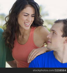 Close-up of a young couple looking at each other