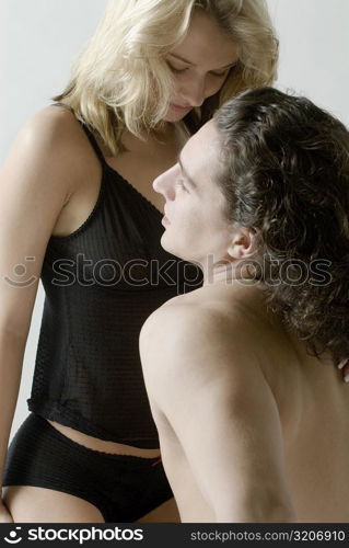 Close-up of a young couple romancing