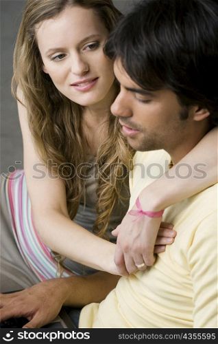 Close-up of a young couple romancing