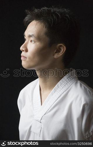 Close-up of a young man contemplating