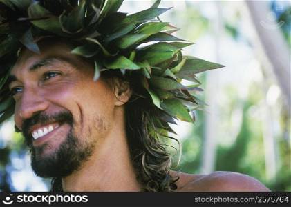 Close-up of a young man smiling, Hawaii, USA