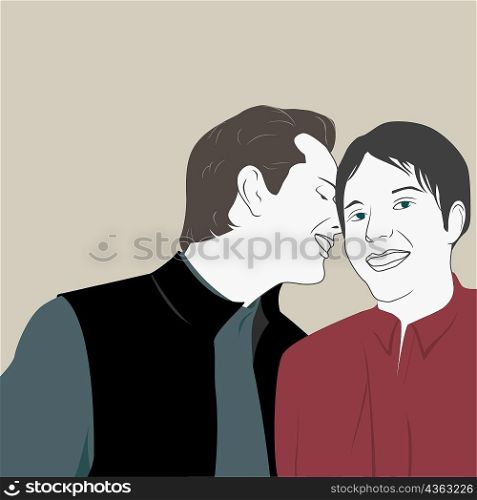 Close-up of a young man whispering into a young woman&acute;s ear