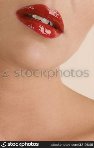 Close-up of a young woman&acute;s lips