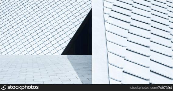 Close up of abstract geometric structure white wall and rooftop .