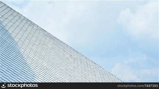 Close up of abstract geometric structure white wall and rooftop .