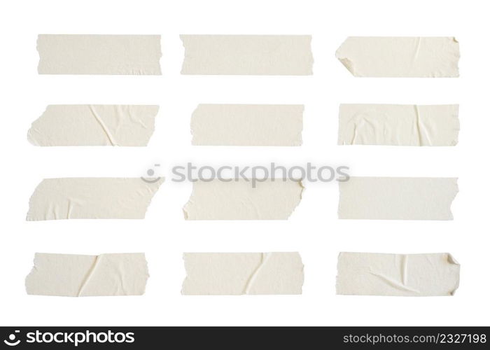Close up of adhesive tape wrinkle set on isolate white background