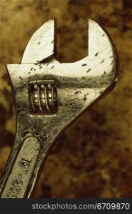 Close-up of an adjustable wrench