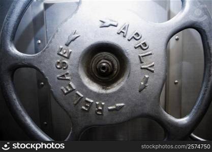 Close-up of an air valve of a train