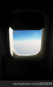 Close-up of an airplane window