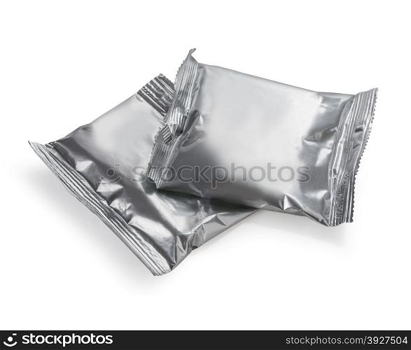 close up of an aluminum bags on white background. with clipping path