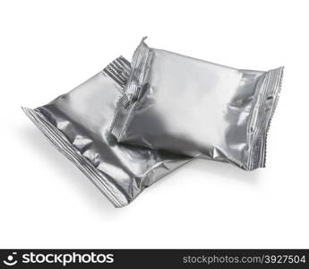 close up of an aluminum bags on white background. with clipping path