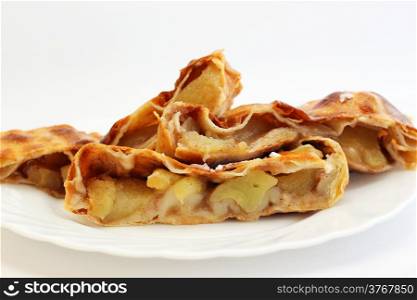 Close-up of an apple strudel. Shallow depth of field.