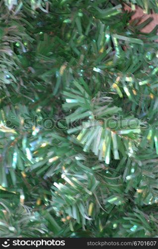 Close-up of an artificial Christmas tree
