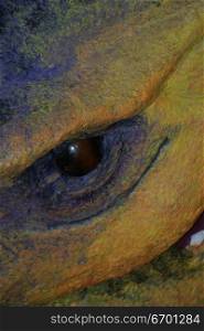 Close-up of an artificial dinosaur&acute;s eye