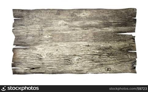 close up of an empty wooden sign on white background with clipping path