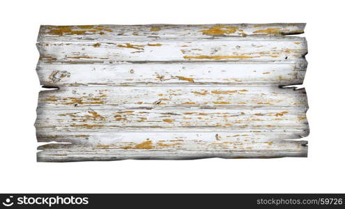 close up of an empty wooden sign on white background with clipping path