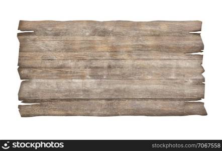 close up of an empty wooden sign on white background with clipping path