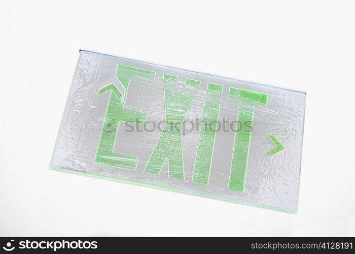 Close-up of an exit sign