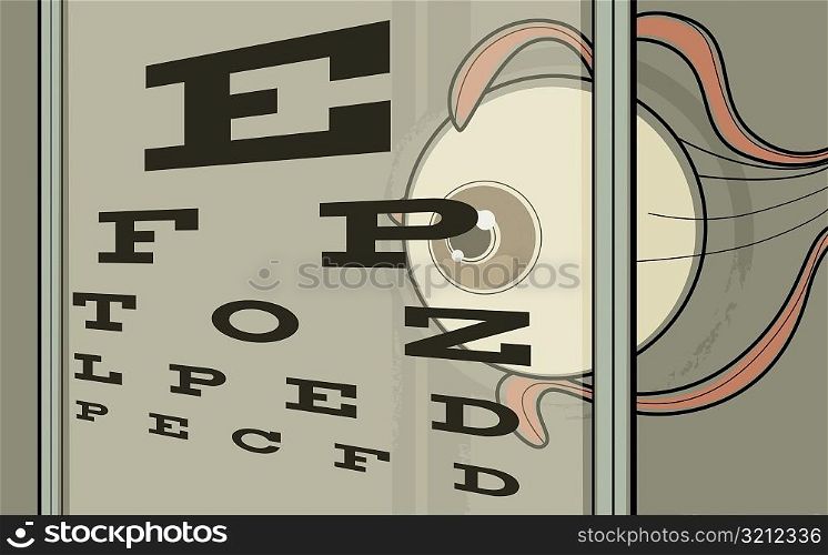 Close-up of an eye chart
