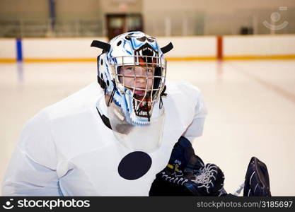 Close-up of an ice hockey player