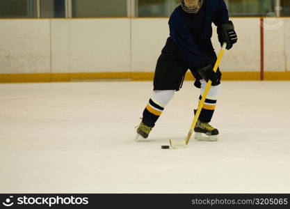 Close-up of an ice hockey player playing ice hockey