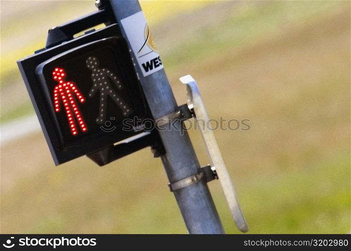 Close-up of an illuminated walk don&acute;t walk signal, Le Mans, France