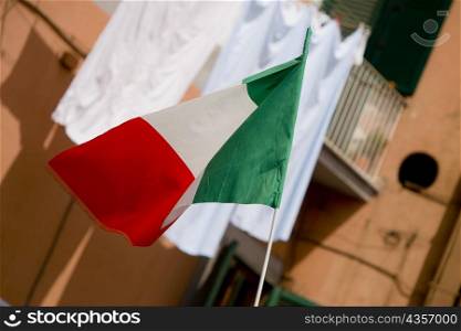 Close-up of an Italian flag, Naples, Naples Province, Campania, Italy