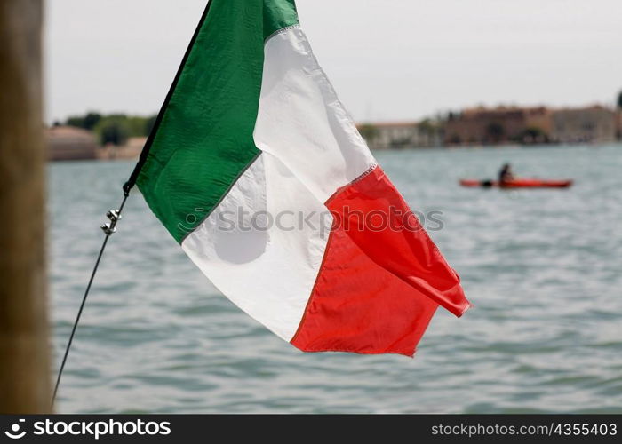 Close-up of an Italian flag, Venice, Veneto, Italy