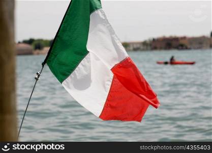 Close-up of an Italian flag, Venice, Veneto, Italy