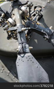 Close up of Apache helicopter tail rotor mechanism