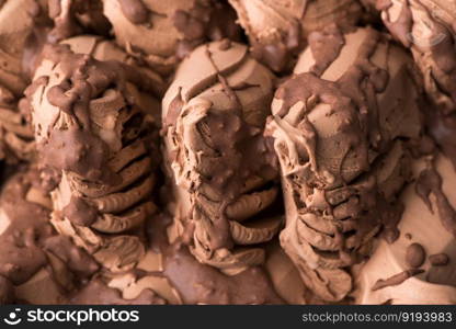 close-up of appetizing ice cream, macro photography. close-up ice cream