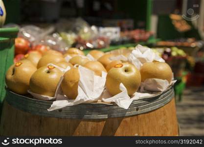 Close-up of apples in a store