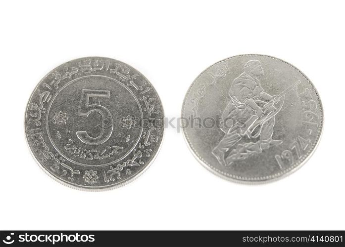 Close up of arabian Coins isolated on white