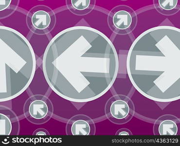 Close-up of arrows in circles against a purple background