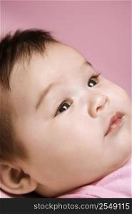 Close up of Asian babys face.