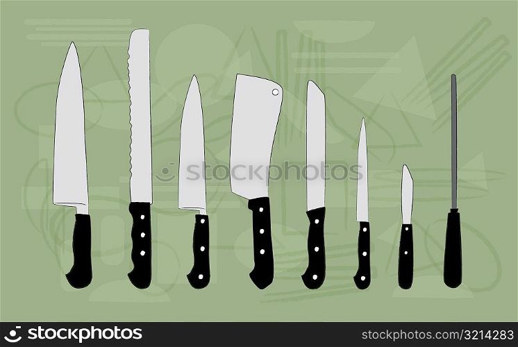 Close-up of assorted kitchen knives