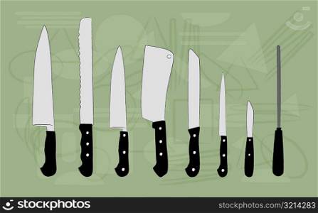 Close-up of assorted kitchen knives