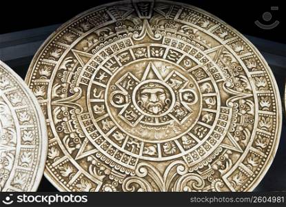 Close-up of Aztec calendars, Mexico