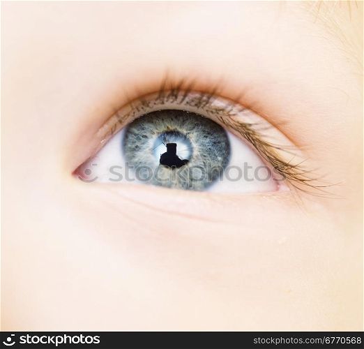 close up of baby eye