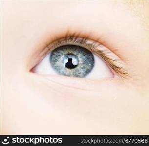 close up of baby eye