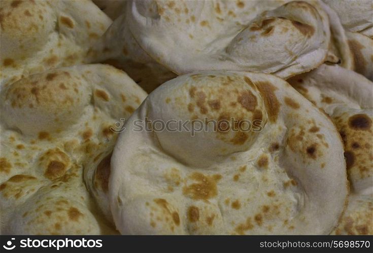 Close-up of baked tandoori rotis