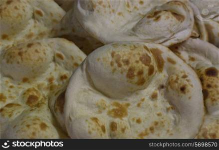 Close-up of baked tandoori rotis