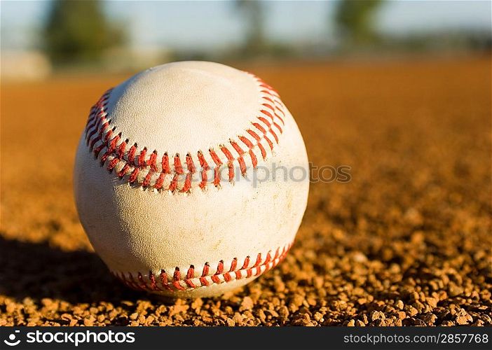 Close-up of Baseball in Infield
